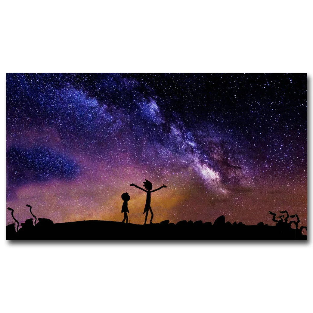 

Rick and Morty Art Silk Fabric Poster Print 13x24 inch Cartoon Picture for Living Room Wall Decoration 003