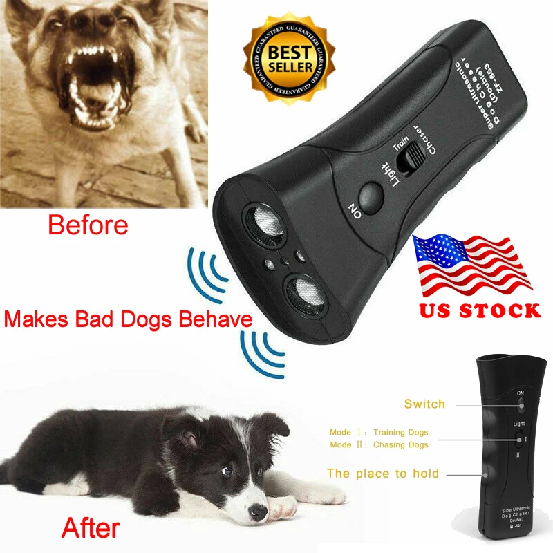 

Dog Training Device Ultrasonic Anti Dog Barking Trainer LED Light Gentle Chaser Petgentle Sonic