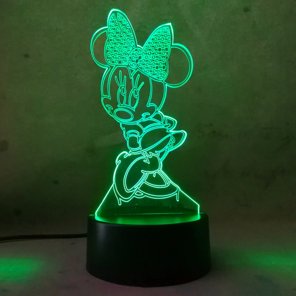 Бесплатная доставка мультфильм Минни Маус Микки 3D иллюсветодио дный Зия