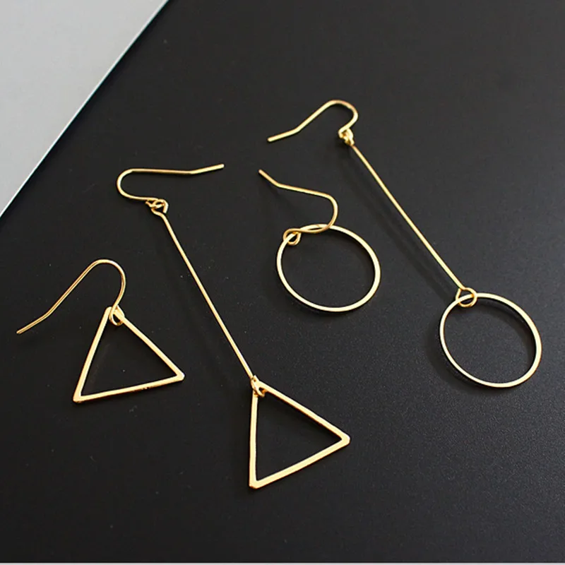 

Metal geometry punk Dangle earrings fashion contracted joker triangle circle pendant earrings for Women Long tassels earrings