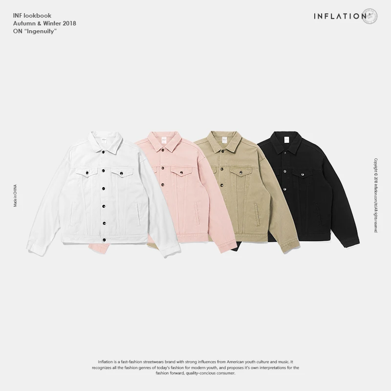INFLATION 2018 A/F Collection Men Washed Denim Jacket Man Slim Fit Streetwear HipHop Vintage Jacket Brand Clothing 8755W