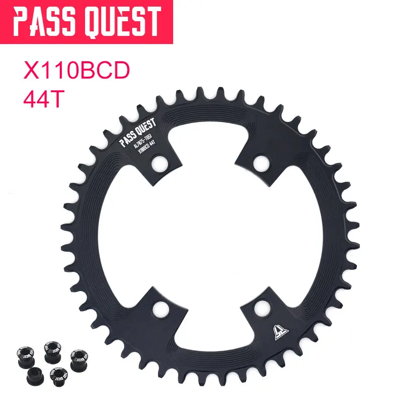 Пройти квест Road цепное колесо для велосипеда 110 BCD круглая цепочка кольцо 40 t-52 t подходит для R2000 R3000 4700 5800 6800 DA9000 - Цвет: 44T black