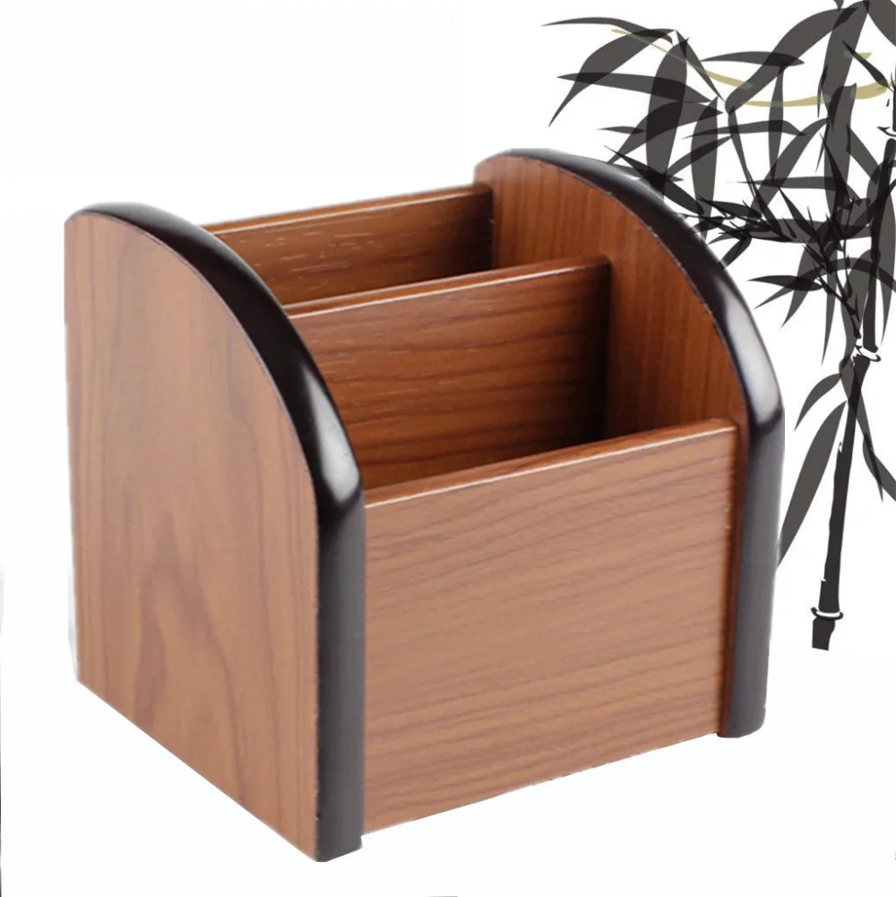 

Creative mini wood file holder case commercial office home pen storage photo container student kids gift