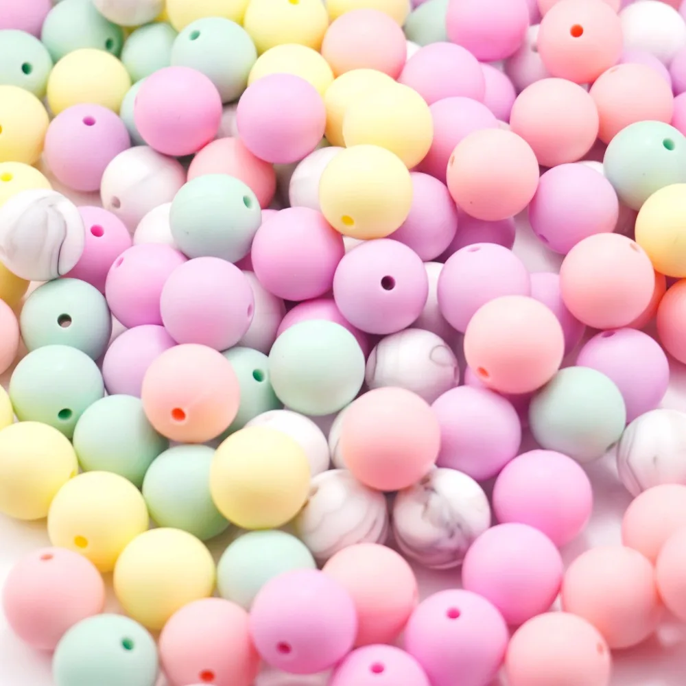 

Sutoyuen Silicone Beads Green Candy Color Teething Bead 120pc Chew Accessories DIY Nursing Necklace Bracelet Beads Baby Teether