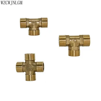 

1/2" 3/4" BSP Male Thread Tee Type 3 Way Brass Pipe Fitting Adapter Coupler Connector For Water 1pcs