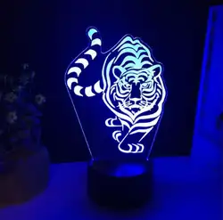 Тигр светодиодный 3d ночник 7 цветов изменить сенсорный Usb Мощность 3d настольная лампа Luminaria De Mesa для Детский подарок игрушка