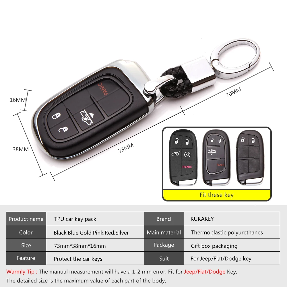 Новый чехол для ключей из ТПУ Jeep Grand Renegade 2014 2015 Cherokee Chrysler 200 300C Компас Патриот