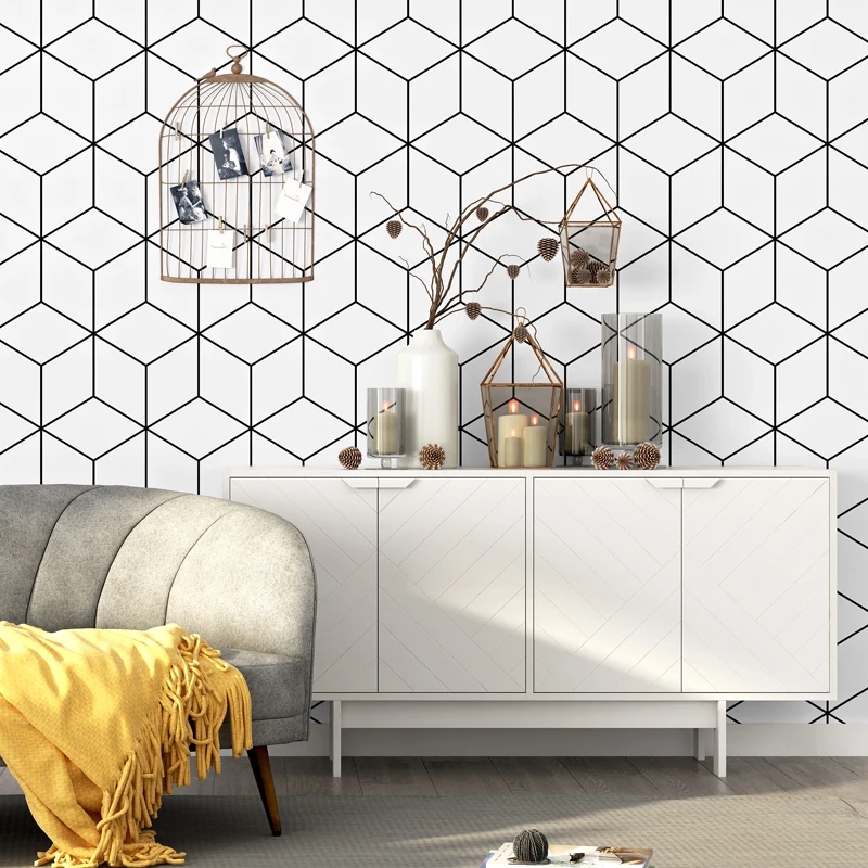 Nordic style wallpaper ins TV background black-and-white checker geometry bedroom living room modern minimalist net wallpaper Nordic style wallpaper ins TV background black-and-white checker geometry bedroom living room modern minimalist net wallpaper