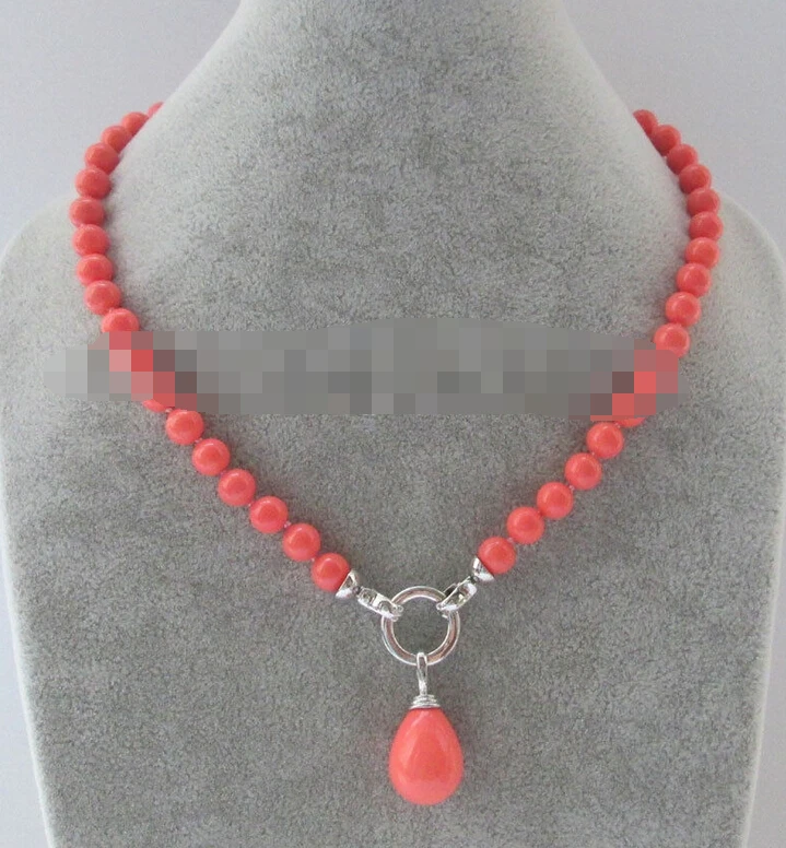 

0932 round pink coral color south sea shell pearl necklace