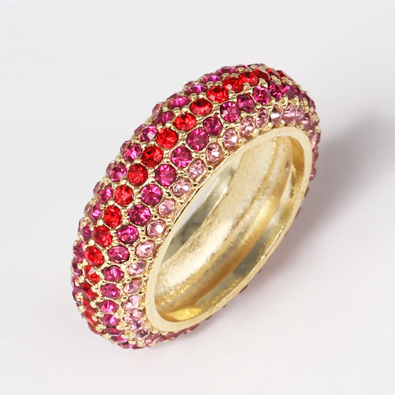 

Top Quality Classical mix color Cubic Zircon Wedding Ring for Women Gold Color Austrian Crystal colorful cz ring 2019