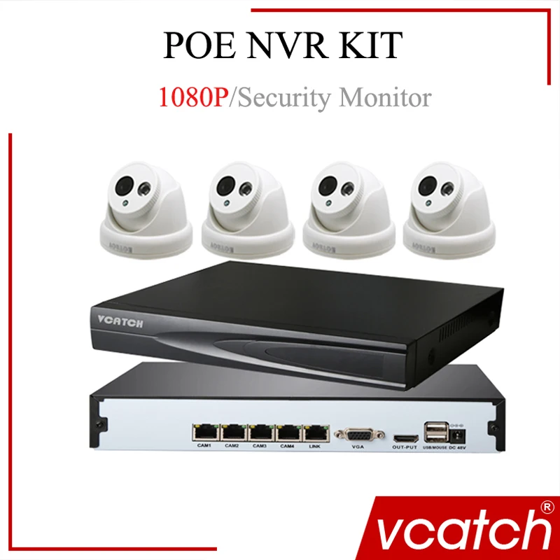 

VCATCH Surveillance System POE NVR + POE CAMERA 1080P IP CAMERA CCTV System Can transmit 100 meters ONVIF P2P Video Security