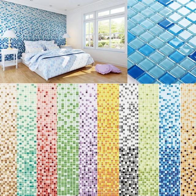 Gradient green mosaic tile mat