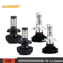 Auxmart Hi-Lo луч H4 КРИ Чипсы СВЕТОДИОДНЫЕ фары лампочки 60 Вт 4400LM 6500/3000/4300/6500/8000/10000 К авто противотуманные фары 12 В 24 В транспортных средств