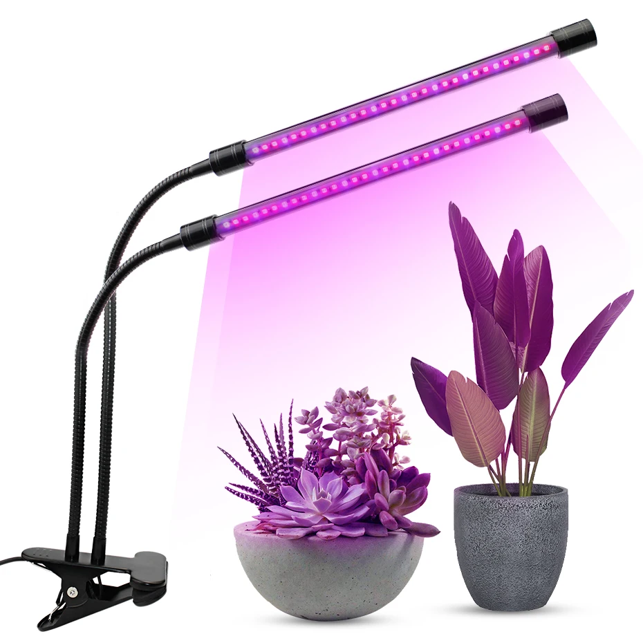 

20W Timming Plant Grow Lamp with Red Blue Spectrum Dual Head Plant Lights for Indoor Plants Hydroponics Greenhouse Garden