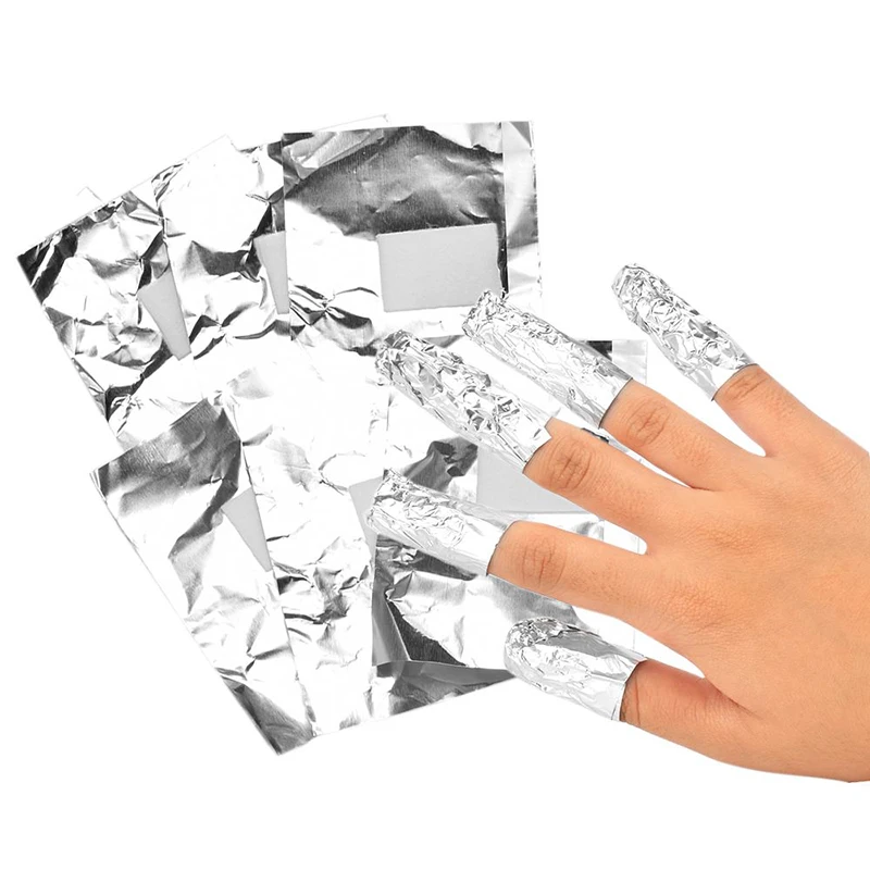 ELECOOL 100Pcs /Pack Aluminum Foil Nail Art Soak Off Acrylic Gel Polish Nail Removal Wraps Beauty Makeup Tool with cotton pad