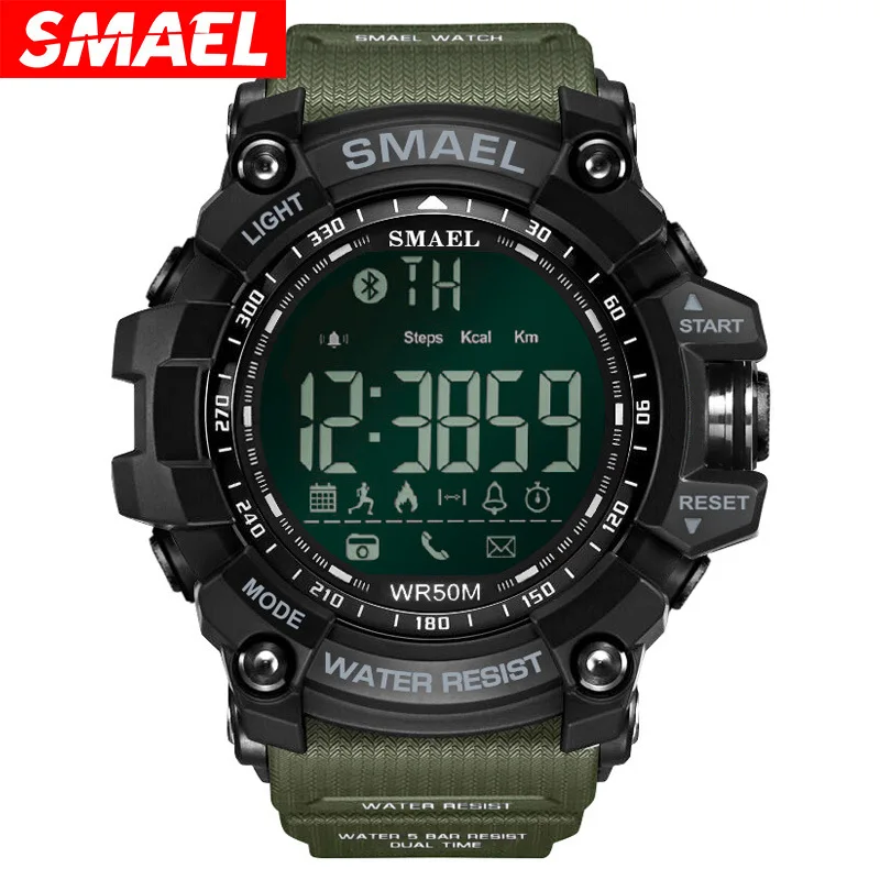 

SMAEL Bluetooth Smart Watch Men Sport Intelligent Pedometer Fitness Watches for iPhone Android 50M Swim Digital Clock Relogio