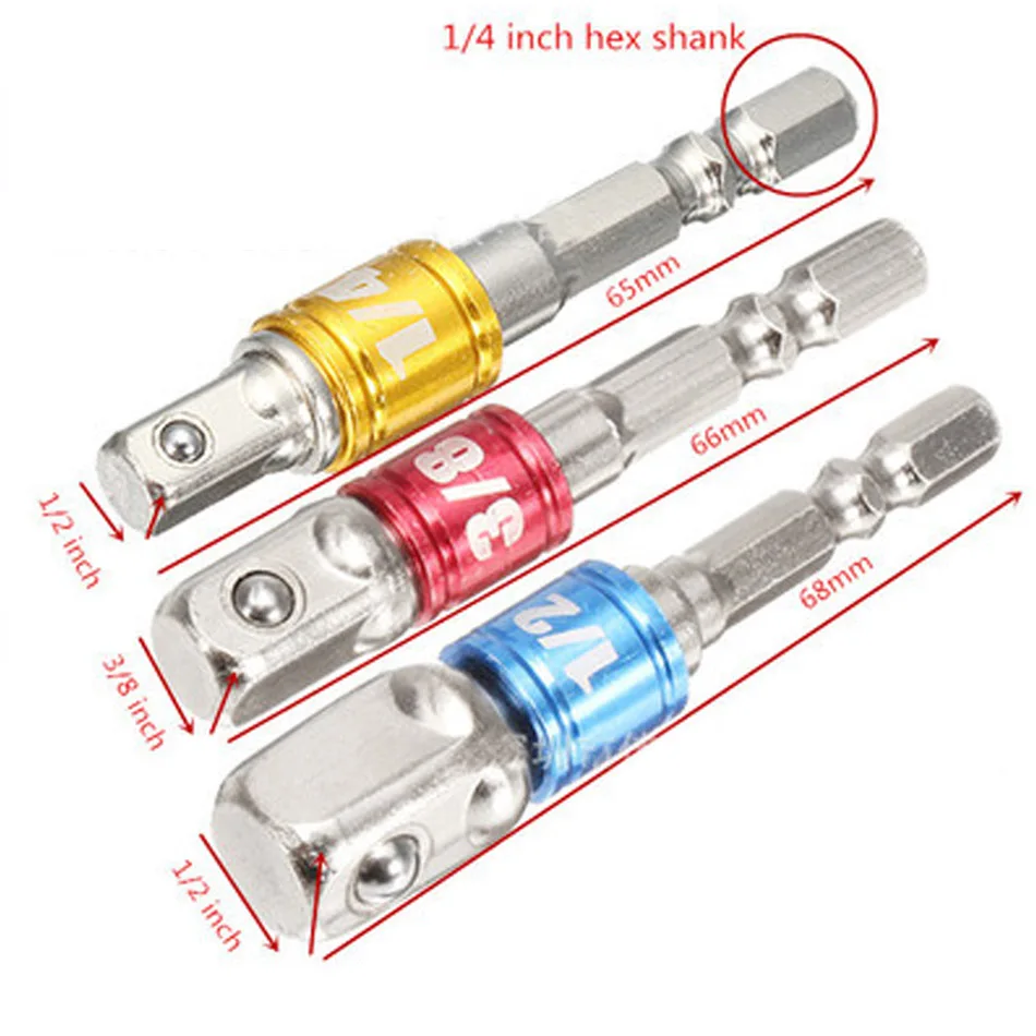 3 шт. хром-ванадиевая сталь адаптер шестигранный хвостовик на 1/" 3/8" 1/" удлинитель сверла бар шестигранный набор Бит Ручные инструменты