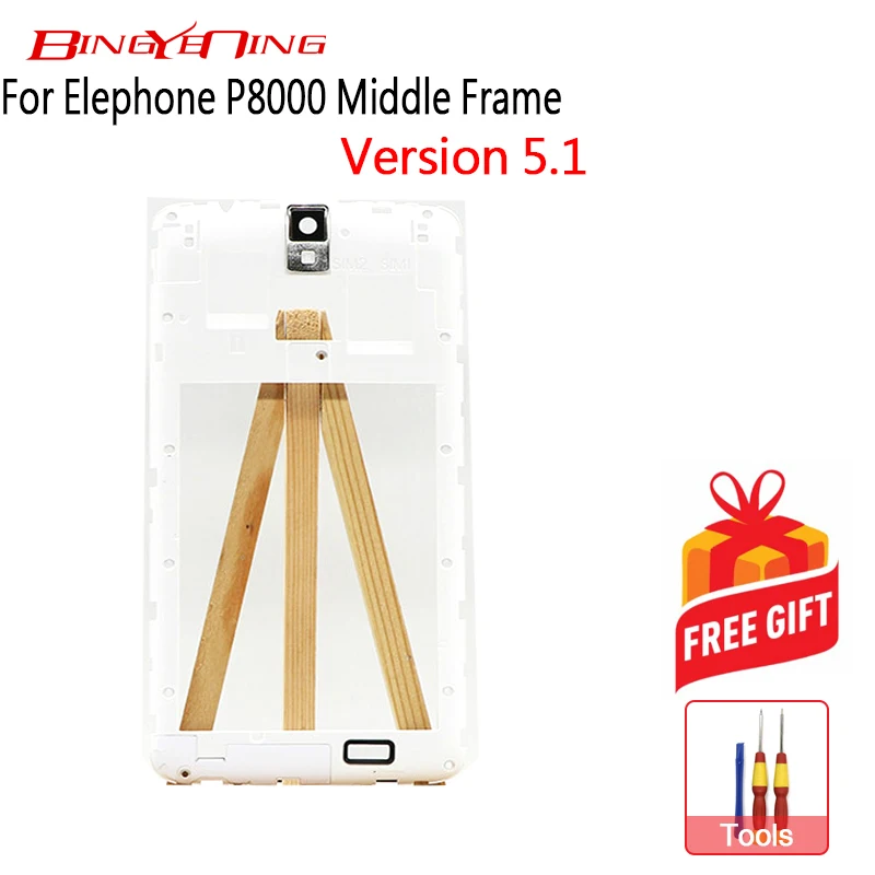 

BingYeNing New Original Middle Frame Assembly Replacement For Elephone P8000 Version 5.1/Version 6.0+Antenna paper+Camera Glass