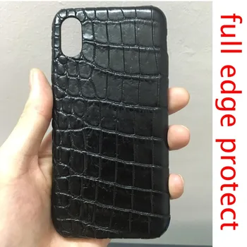 

Full edge protect For iPhone X 5.8'' Real Natural crocodile Skin Leather phone Case For iPhoneX Luxury back cover Free Shipping