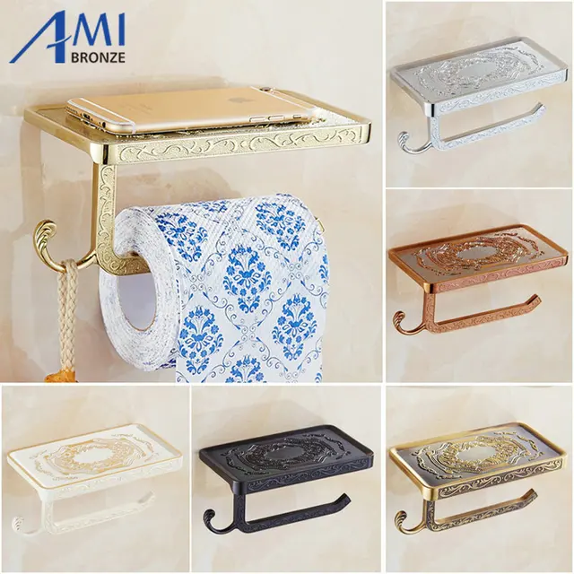 Antique/Gold/Black/Chrome//White Toilet Paper Holders Mobile Phone