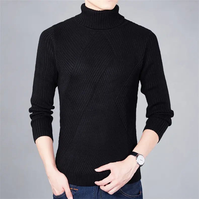 Heavy-Knit Sweater Men Pullover Thick Warm Turtleneck Sweater Thermal Underwear Wool Male Knitwear High Neck Plus size 4XL Brand 18