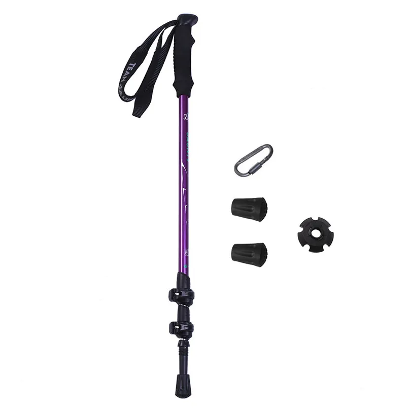 Anti Shock Walking Sticks Telescopic Trekking Hiking Poles Ultralight Walking Canes Skiing Alpenstock With Foot Pad #2O23#F (2)