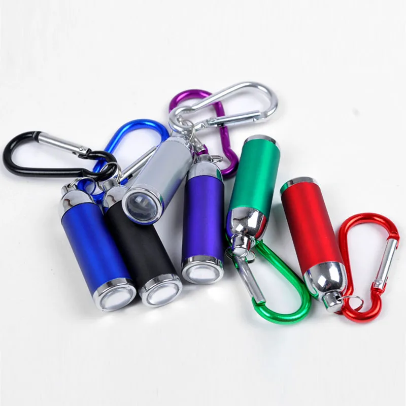 5pcs/lot Portable Small LED Flashlight Waterproof Emergency Light Telescopic Zoom with Carabiner Torch Lamp for Camping Hiking