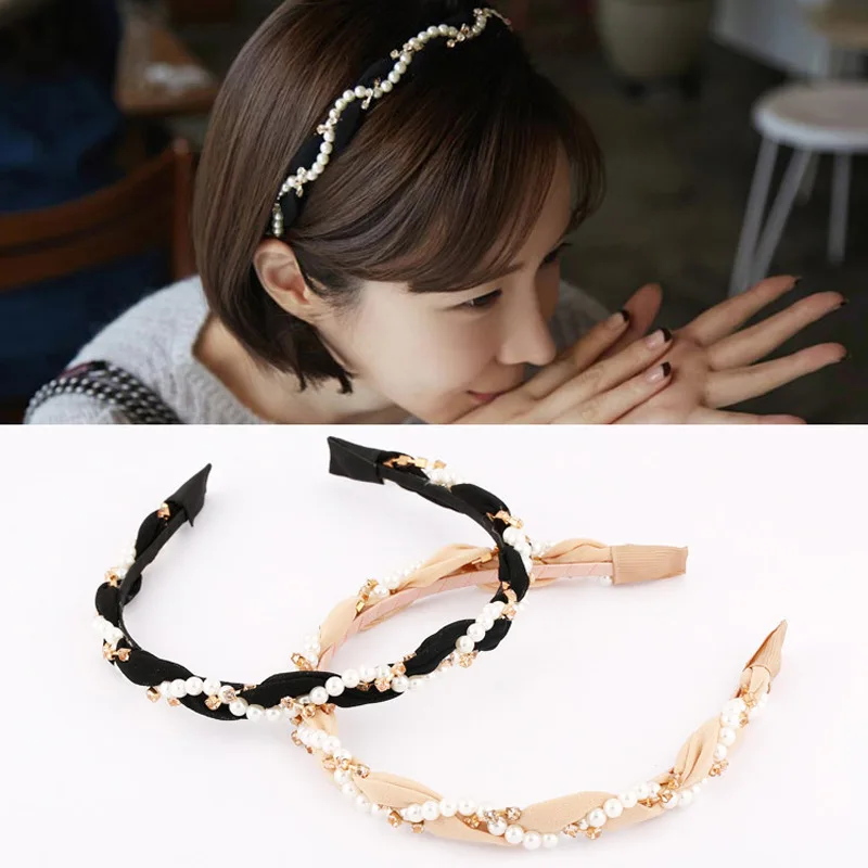 Japan and South Korea Korean hair jewelry pearl diamond hair hoop