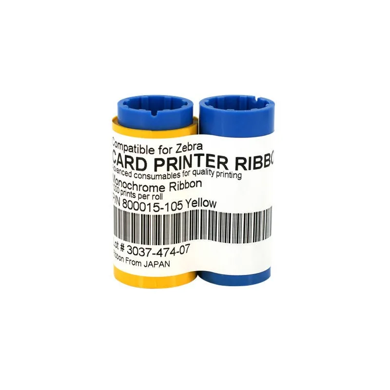

Zebra compatible color ribbon 800015-105 Yellow - 1000 prints ribbon for Zebra ID card printer