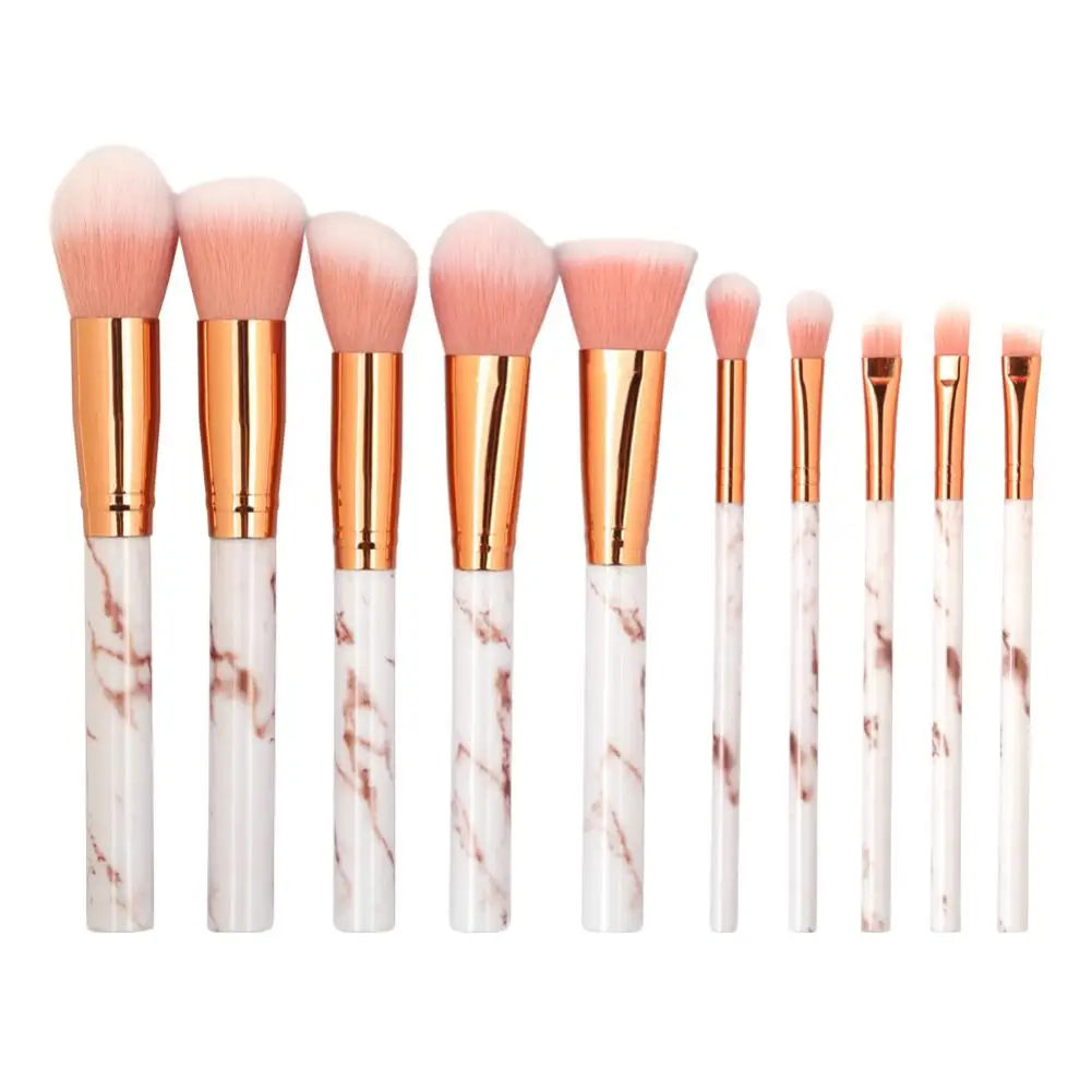 

10Pcs Marbling Handle Makeup Brush Set Foundation Blush Eyeshadow Powder Cosmetic Tool