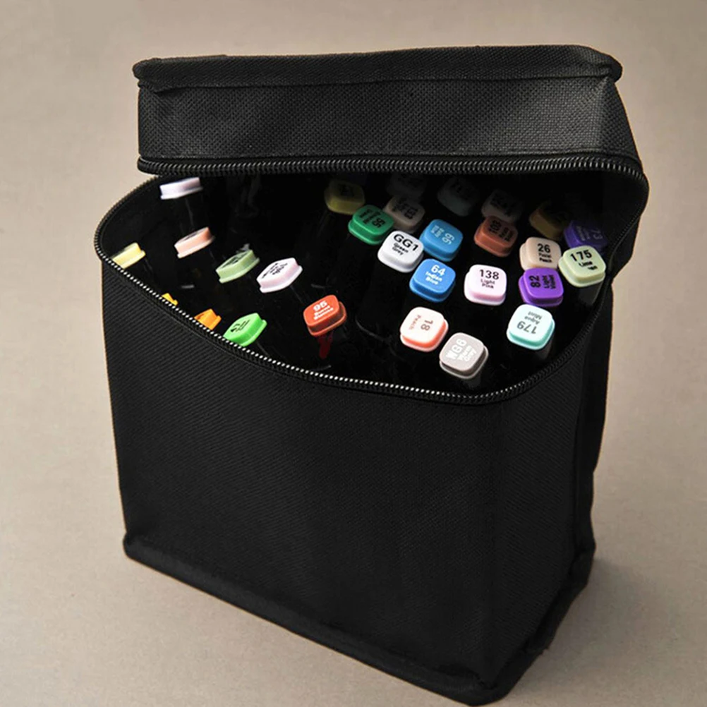 Маркер сумка для хранения ручек большой Ёмкость на молнии черный складной маркер для рисования ранец Mochila, с молнией, брезент, для хранения карандашей, пенал удержания 36/48/60/80 шт