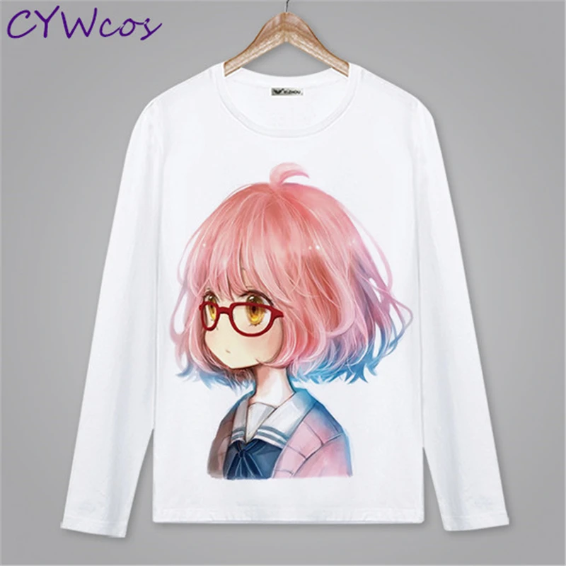 

Kyokai no Kanata Kuriyama Mirai Anime Print Sweatshirt Loose Shirt Cosplay Top Shirt Female and Male Daily Blouse White Shirt