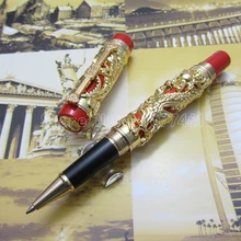 Jinhao Ручка Дракон и Феникс Скрепка на удачу роллербол ручка золото красный белый черный золотой черный опционально JH1033