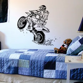 

Dirtbike Wheelie Wall Decal Sports Wall Vinyl Art Stickers For Kids Rooms Boys Home Decor Vinilos Paredes Moto X Murals