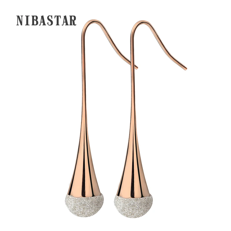 

Women Fashion Black/White Frosted Drop Earrings Stainless Steel Material 2Colors Trendy Style Earrings Jewelry