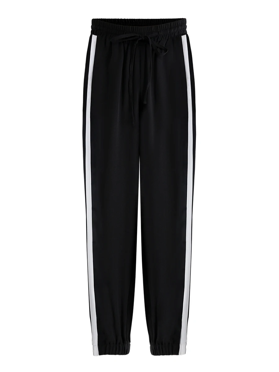 2018 Summer New Brand Sweatpants Casual Harem Pants Women Loose Trousers Black Striped Side Sweat Pants Female Runing Sport Pant