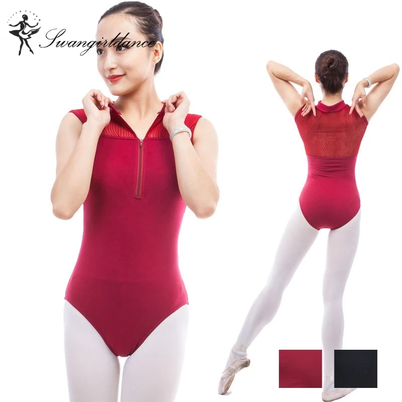 women high necked ballet Leotards for dance costume black ballet