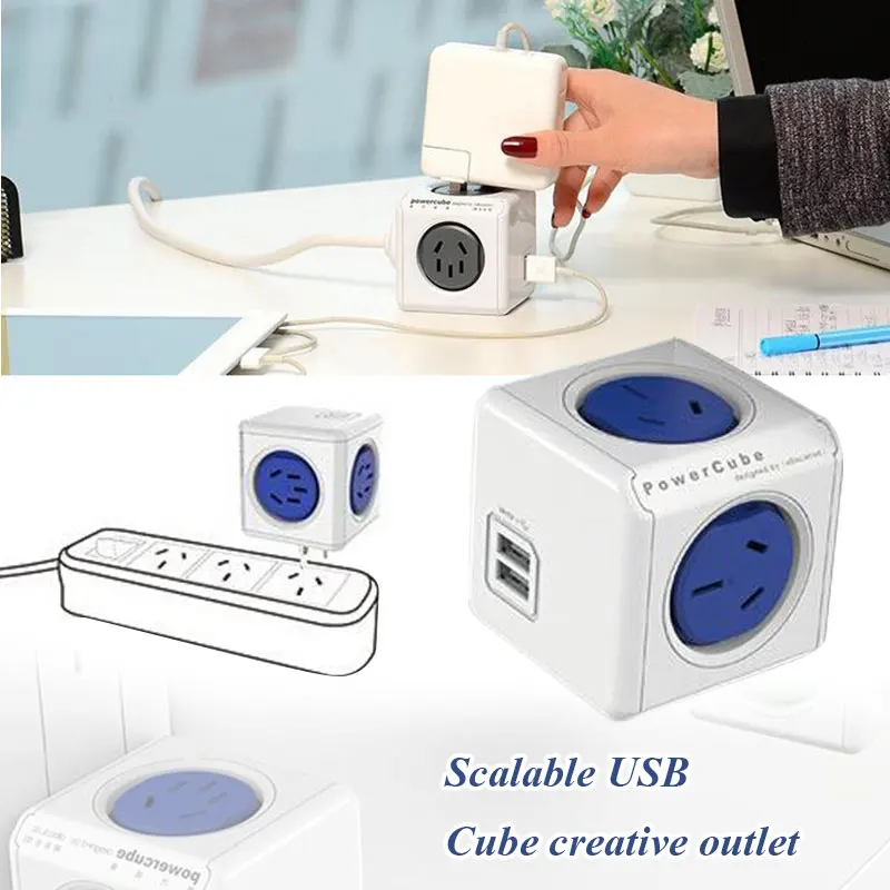 

Power Cube Socket USB Ports Adapter Switched Socket Expandable Multifunction