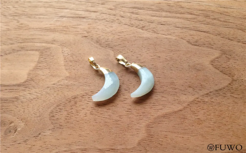 Faceted Crystal Quartz Crescent Pendant 12-6