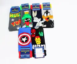 Новые модные носки с героями мультфильмов, Супермен, Бэтмен, супер женские носки из чесаного хлопка, повседневные длинные носки для мужчин