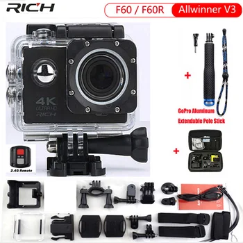 

RICH Action Camera 4K Upgraded Version F60 / F60R Action Camera Wifi 2.0 Screen 170 Wide Lens Waterproof Camcorder 1080P