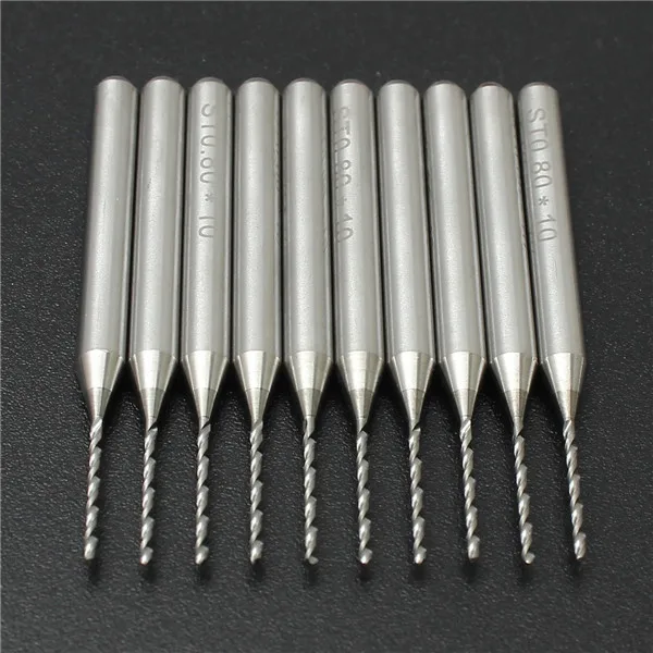 Brocas Taladro Dremel Drill Bit 2 Sets/lot _ 10pcs 0.8mm Pcb End Mill Engraving Bits Cemented