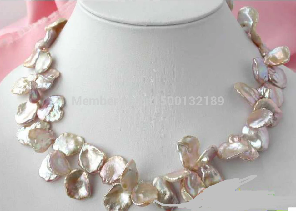 

j00419 17" 20MM FOLIAGE LAVENDER KESHI REBORN PEARL NECKLACE (C0309)