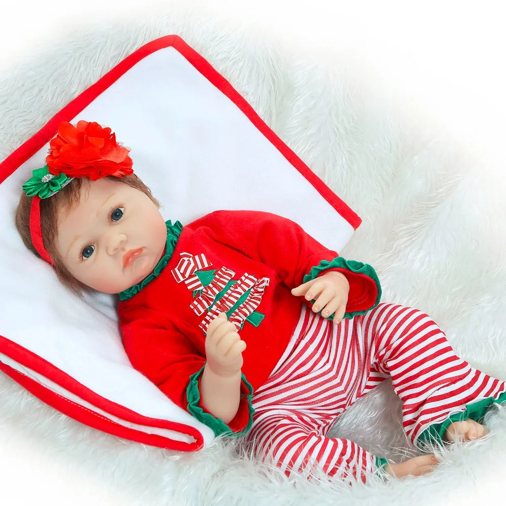 NPK 55 см Reborn Baby Doll Реалистичная из мягкого силикона Reborn Baby Girl 22 дюйма Очаровательная Bebe Kids Brinquedos boneca игрушка