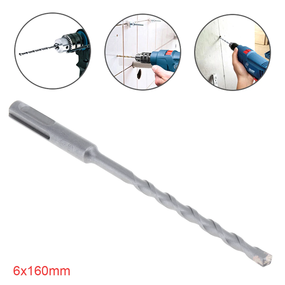6x160mm Round Shank Rotary Hammer Concrete Masonry Drill Bit for Electric Drills / Drilling Machines Tool Accessories | Инструменты