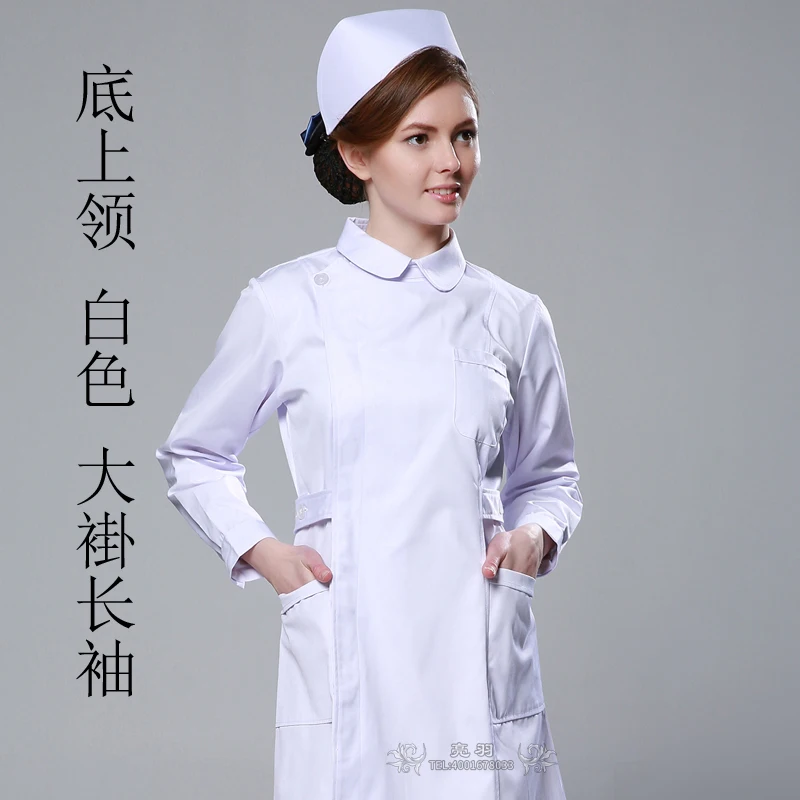 Медсестра зима с длинным рукавом равномерное женский белый Косметическая пудра Синий Летняя одежда с длинными рукавами пальто медсестра - Цвет: Female White collar