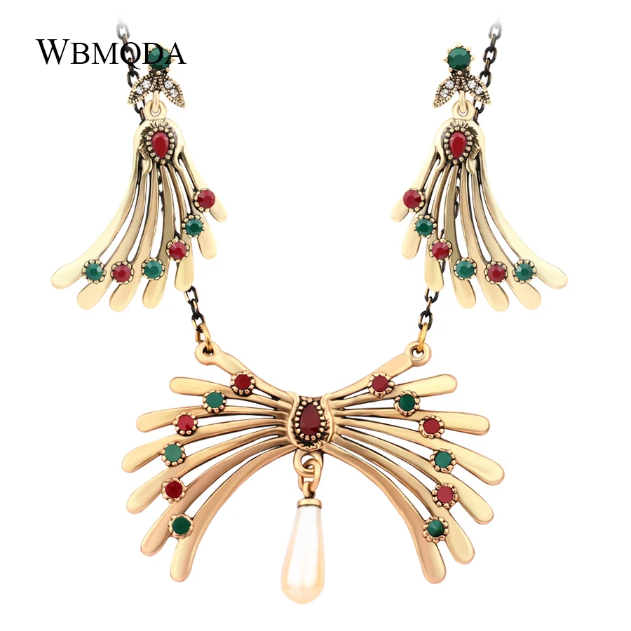 2 Pcs/lot Fashion Angel Wings Gold Jewelry Sets Colorful Resin Pearl