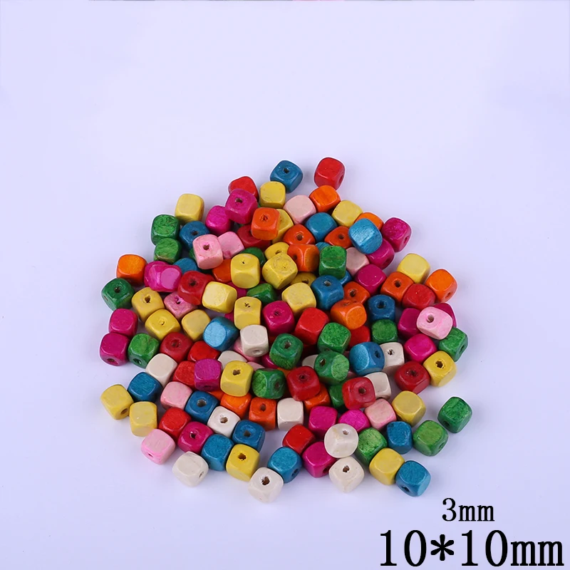 Size 10mm Multi Color Natural Wooden Square Beads 100pcs/Lot Straight