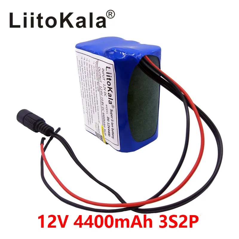 LiitoKala Высокое качество Портативный 12 В 4400 мАч 18650 перезаряжаемый литиевый аккумулятор Аккумулятор для камеры видеонаблюдения MID gps 4000 мАч