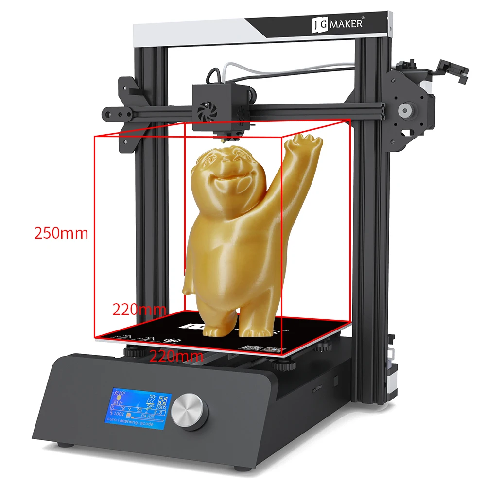 Цена JGAURORA JGMAKER магический 3d принтер высокой точности большой размер сборки 220X220X250 мм V slot восстановление отключения питания печать FMD принтер